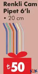 CAMBU RENKLİ CAM PİPET 6'LI 20 CM fiyat ve kampanya bilgisi